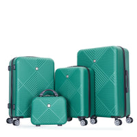 4 Piece Abs Lightweight Suitcase, 14 Inch Makeup Box, Aircraft Wheels 14 20 24 28 Dark Green Dark Green Abs