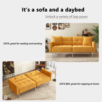 Orisfur. Linen Upholstered Modern Convertible Folding Futon Sofa Bed For Compact Living Space, Apartment, Dorm, Yellow Yellow Foam Linen