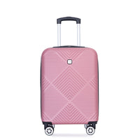 4 Piece Abs Lightweight Suitcase, 14 Inch Makeup Box, Aircraft Wheels 14 20 24 28 Pink Pink Abs