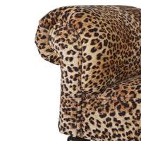 Leopard Print Velvet Bench Walnut Wood Fabric