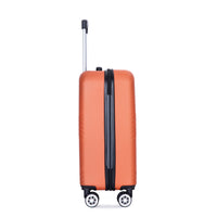 4 Piece Abs Lightweight Suitcase, 14 Inch Makeup Box, Aircraft Wheels 14 20 24 28 Dark Orange Dark Orange Abs