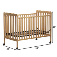 3 In 1 Convertible Crib In Natural, Made Of Sustainable Pinewood, Non Toxic Finish, Comes With Locking Wheels, Wooden Nursery Furniture Natural Wood