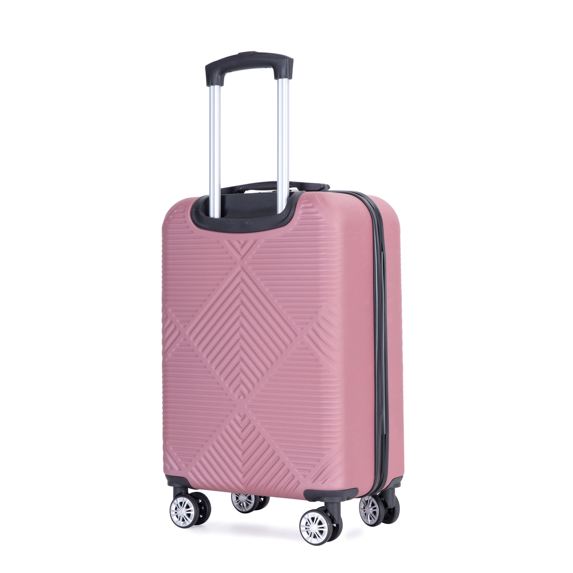 4 Piece Abs Lightweight Suitcase, 14 Inch Makeup Box, Aircraft Wheels 14 20 24 28 Pink Pink Abs