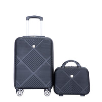 2Piece Luggage Sets Abs Lightweight Suitcasespinner Wheels, 20 14 Black Black Abs