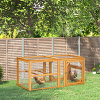 Pawhut 55" Wooden Chicken Coop Add On Expansion, Mini Chicken Coop Outdoor Chicken Run Hen House With Combinable Design Orange Steel