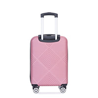 4 Piece Abs Lightweight Suitcase, 14 Inch Makeup Box, Aircraft Wheels 14 20 24 28 Pink Pink Abs