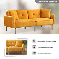 Orisfur. Linen Upholstered Modern Convertible Folding Futon Sofa Bed For Compact Living Space, Apartment, Dorm, Yellow Yellow Foam Linen