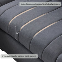 89*79"Modern Sectional Sofa With Vertical Stripes,2 Pillows,5 Seat Couch With Convertible Ottoman,Various Combinations,L Shape Indoor Furniture For Living Room,Apartment, 3 Colors Dark Gray Fabric 5 Seat