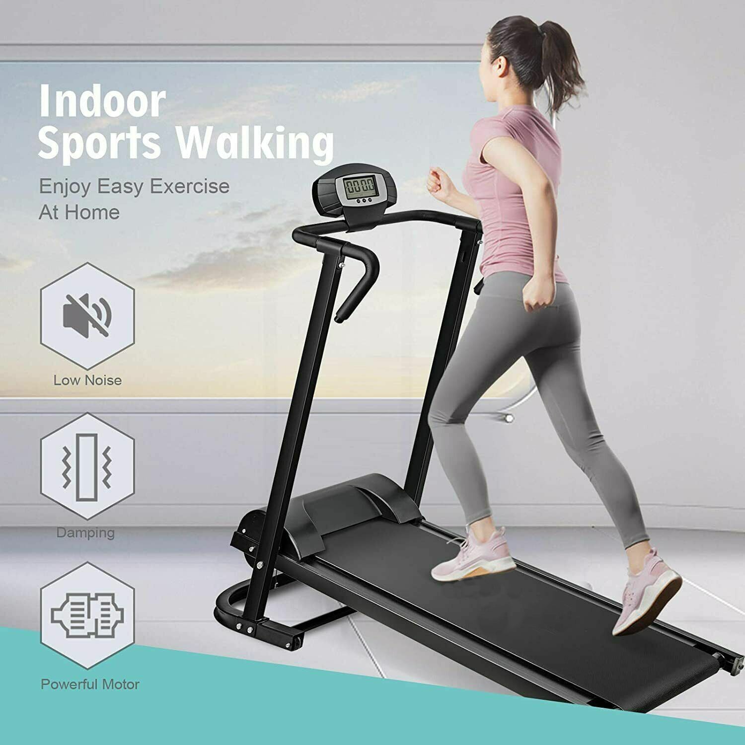 Folding Manual Walking Treadmill, Non Electric Treadmill With Armrests And Lcd Display, Suitable For Aerobic Sport Fitness Equipment In Home Gym, Office, Apartment Black Metal