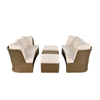 Customizable Outdoor Patio Furniture Set, Wicker Furniture Sofa Set With Thick Cushions, Suitable For Backyard, Porch. Yes Beige Garden & Outdoor Complete Patio Sets Hdpe