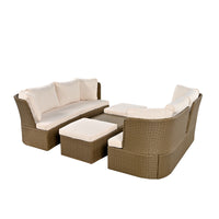 Customizable Outdoor Patio Furniture Set, Wicker Furniture Sofa Set With Thick Cushions, Suitable For Backyard, Porch. Yes Beige Garden & Outdoor Complete Patio Sets Hdpe