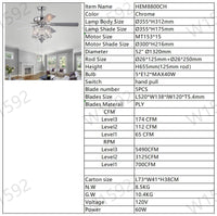 52 Inch Crystal Ceiling Fanmodern Electrical Fan With 5 Wood Reversible Blades, 4 Bulbs Not Included,Noiseless Reversible Ac Motor For Bedroom Living Room Study Patio Home Decoration Chrome Chrome Contemporary,Modern Crystal Metal