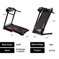 Folding Treadmills For Home 3.5Hp Portable Foldable With Incline, Electric Treadmill For Running Walking Jogging Exercise With 12 Preset Programs, Indoor Workout Training Space Save Apartment,App Black Stainless Steel