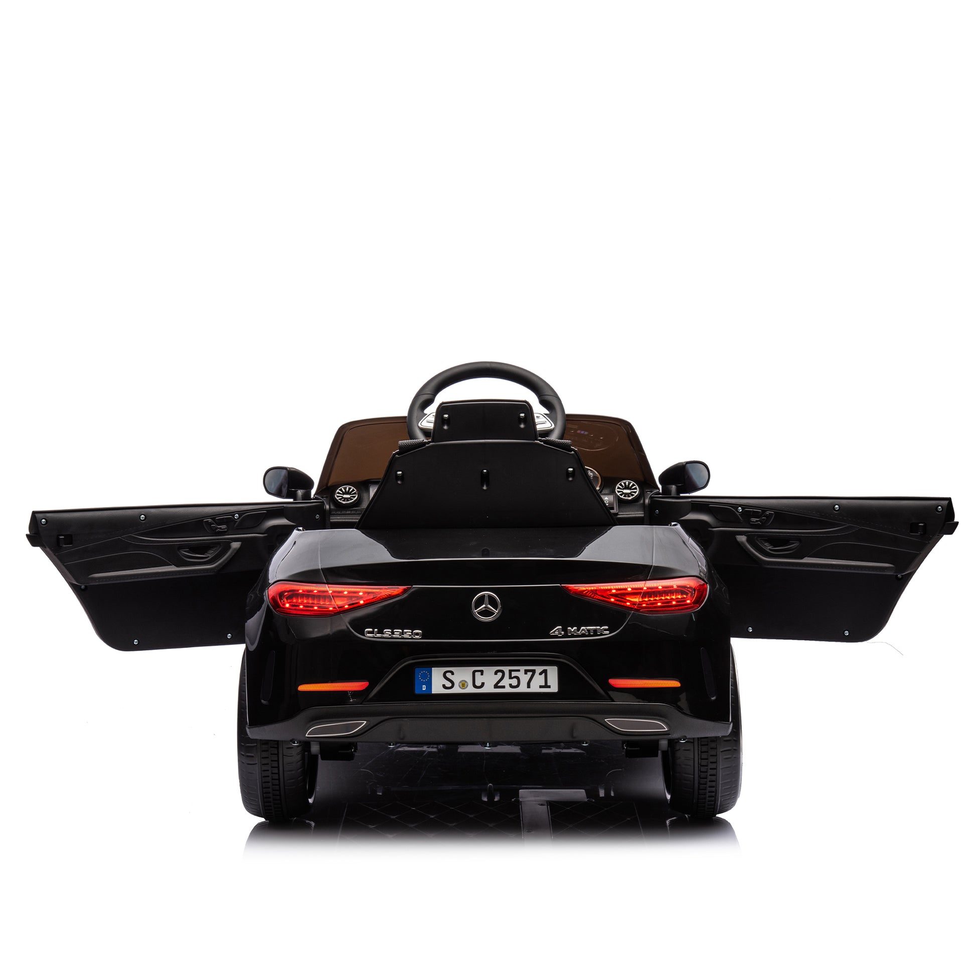 12V Kids Ride On Car W Parents Remote Control,Licensed Mercedes Benz Cls 350 For Kids,Four Wheel Suspension,Power Display,Music,Volume Control,Led Lights,Mp3,Usb Sd For Kids 37 95 Months. Black 50 99 Lbs Polypropylene