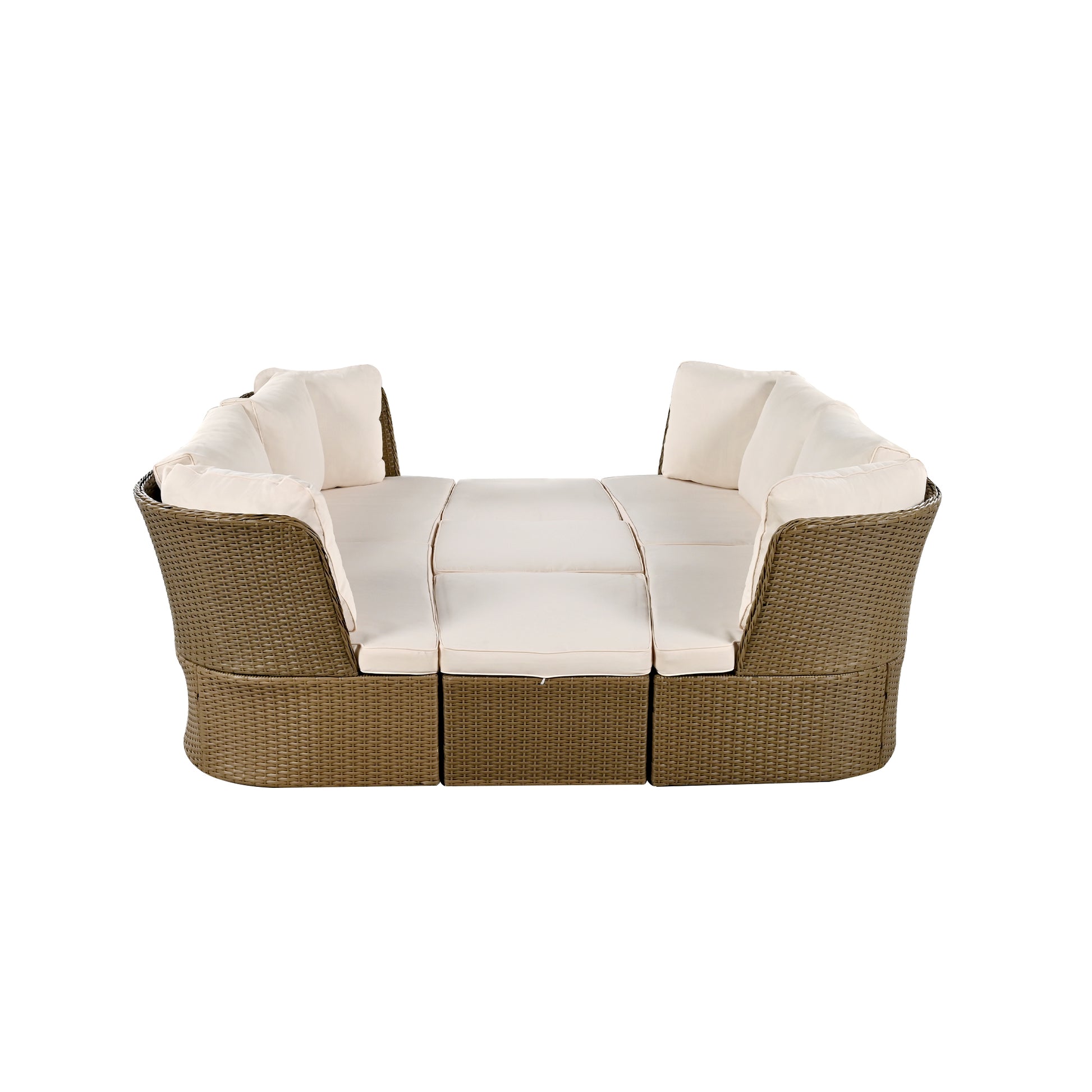 Customizable Outdoor Patio Furniture Set, Wicker Furniture Sofa Set With Thick Cushions, Suitable For Backyard, Porch. Yes Beige Garden & Outdoor Complete Patio Sets Hdpe