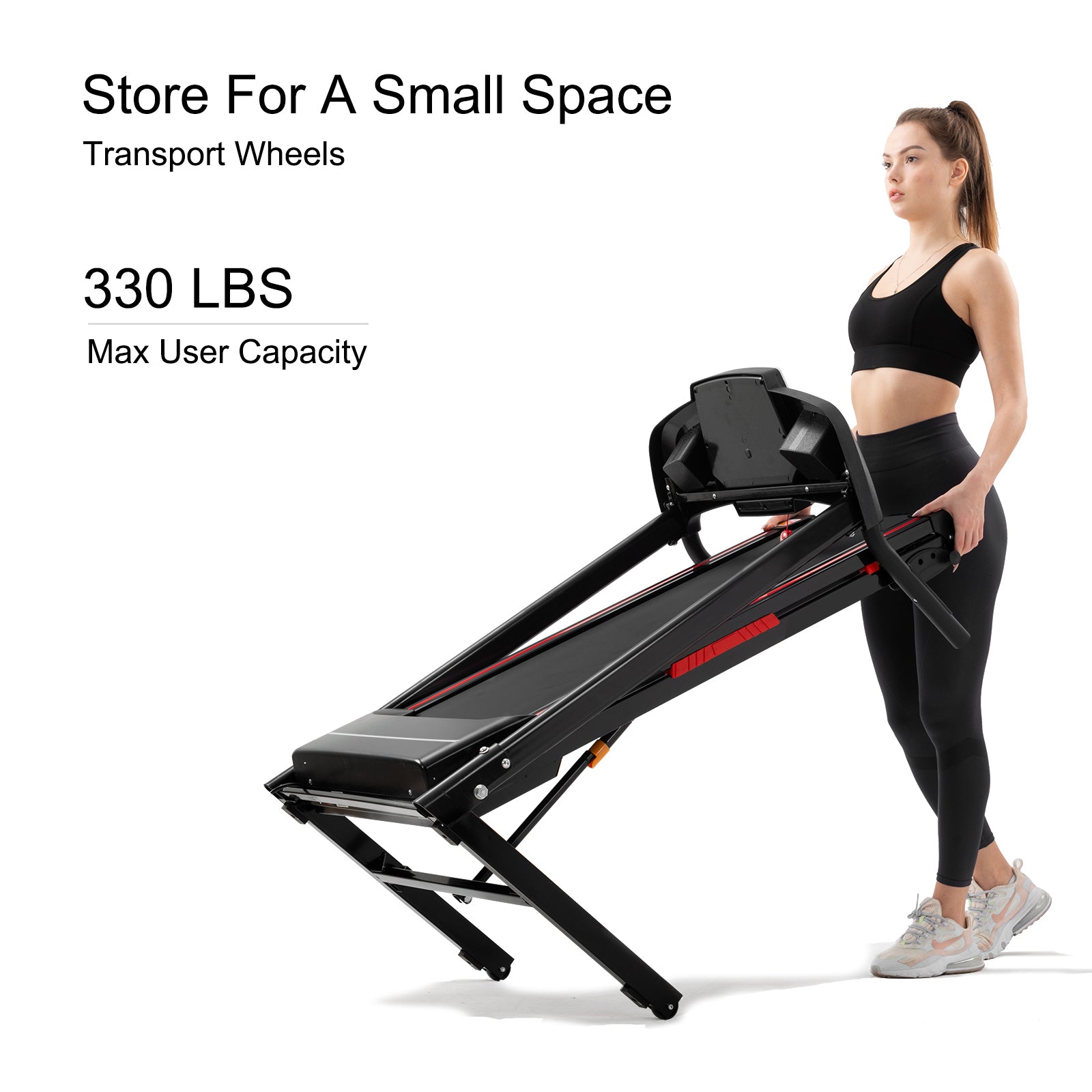 Folding Treadmills For Home 3.5Hp Portable Foldable With Incline, Electric Treadmill For Running Walking Jogging Exercise With 12 Preset Programs, Indoor Workout Training Space Save Apartment,App Black Stainless Steel