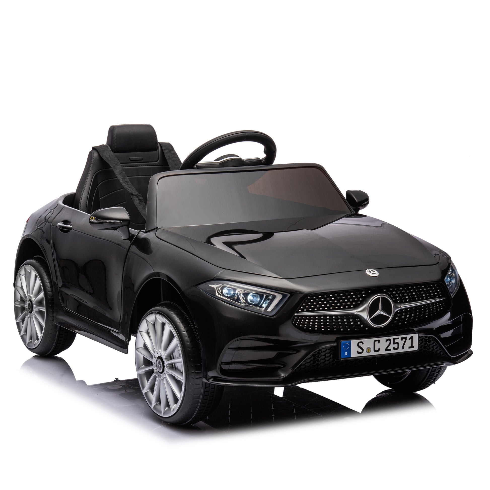 12V Kids Ride On Car W Parents Remote Control,Licensed Mercedes Benz Cls 350 For Kids,Four Wheel Suspension,Power Display,Music,Volume Control,Led Lights,Mp3,Usb Sd For Kids 37 95 Months. Black 50 99 Lbs Polypropylene