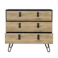 Kimball Hairpin Legs Dresser With 3 Drawers And Modern Design Multicolor Particle Board Engineered Wood