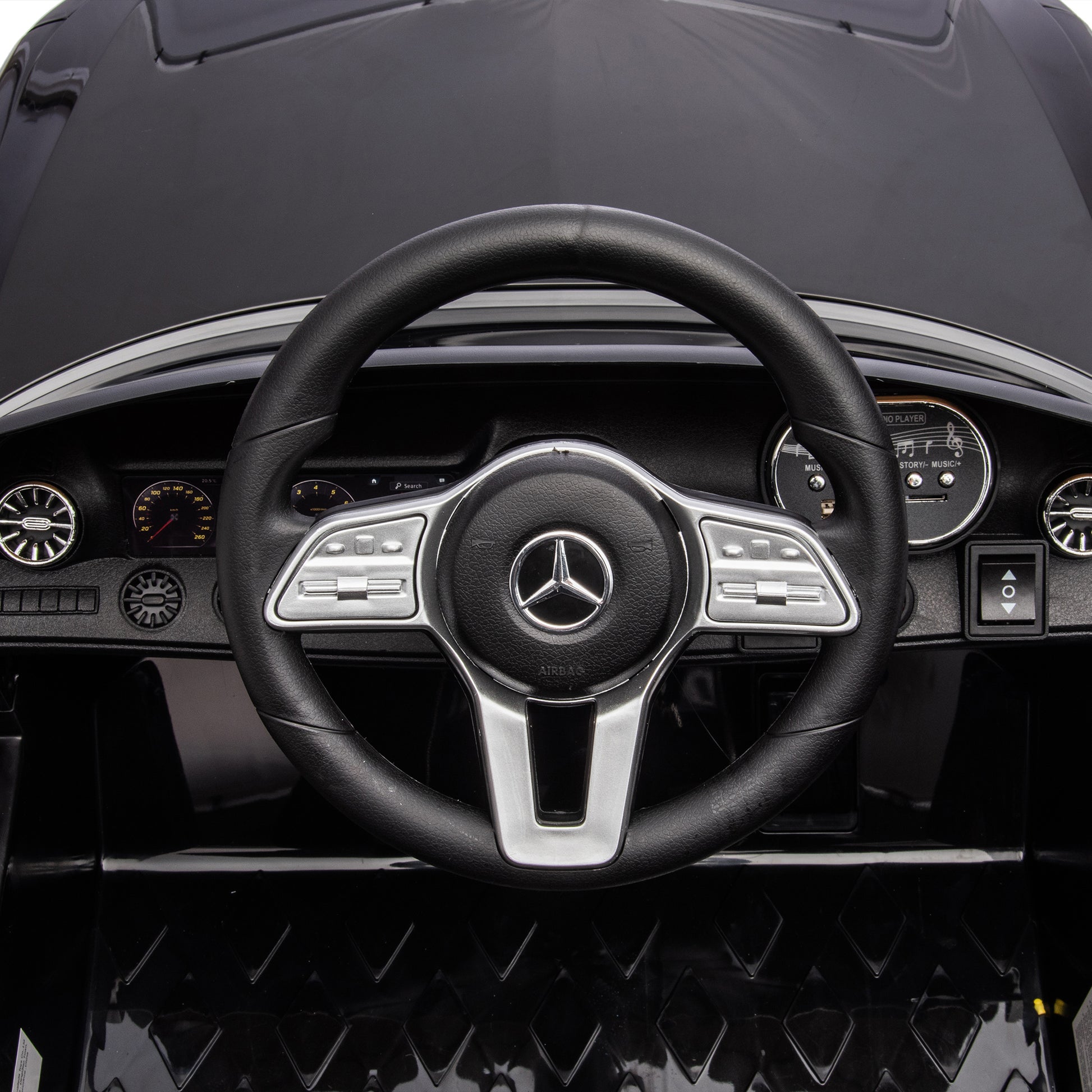 12V Kids Ride On Car W Parents Remote Control,Licensed Mercedes Benz Cls 350 For Kids,Four Wheel Suspension,Power Display,Music,Volume Control,Led Lights,Mp3,Usb Sd For Kids 37 95 Months. Black 50 99 Lbs Polypropylene