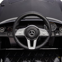 12V Kids Ride On Car W Parents Remote Control,Licensed Mercedes Benz Cls 350 For Kids,Four Wheel Suspension,Power Display,Music,Volume Control,Led Lights,Mp3,Usb Sd For Kids 37 95 Months. Black 50 99 Lbs Polypropylene