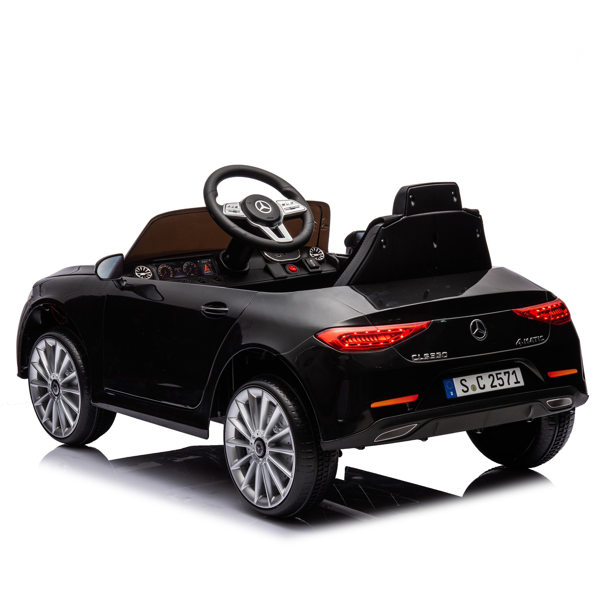 12V Kids Ride On Car W Parents Remote Control,Licensed Mercedes Benz Cls 350 For Kids,Four Wheel Suspension,Power Display,Music,Volume Control,Led Lights,Mp3,Usb Sd For Kids 37 95 Months. Black 50 99 Lbs Polypropylene