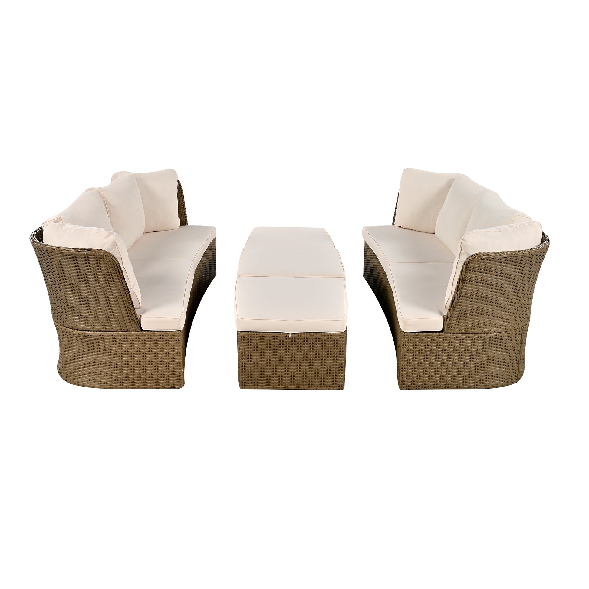 Customizable Outdoor Patio Furniture Set, Wicker Furniture Sofa Set With Thick Cushions, Suitable For Backyard, Porch. Yes Beige Garden & Outdoor Complete Patio Sets Hdpe