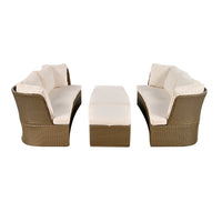 Customizable Outdoor Patio Furniture Set, Wicker Furniture Sofa Set With Thick Cushions, Suitable For Backyard, Porch. Yes Beige Garden & Outdoor Complete Patio Sets Hdpe