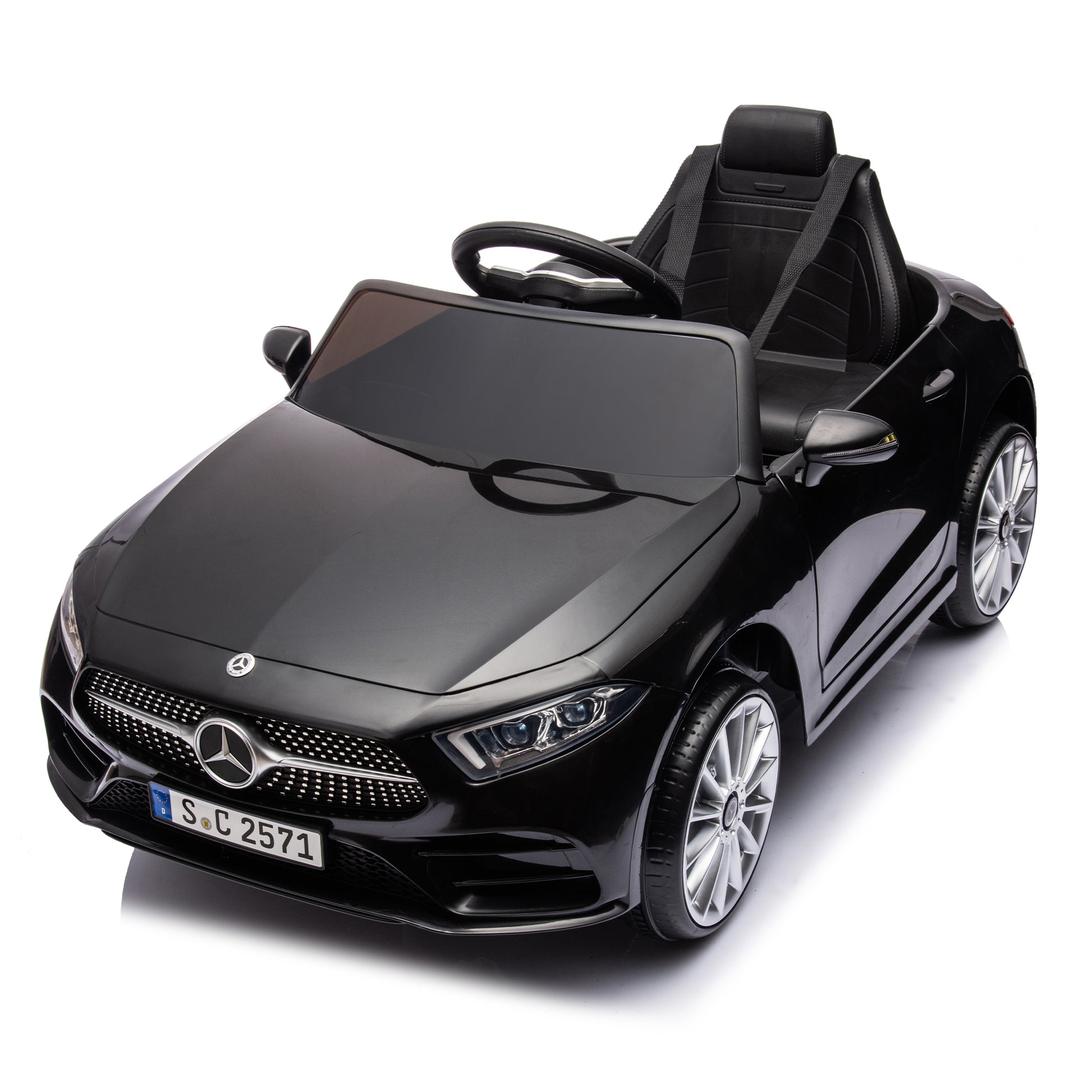 12V Kids Ride On Car W Parents Remote Control,Licensed Mercedes Benz Cls 350 For Kids,Four Wheel Suspension,Power Display,Music,Volume Control,Led Lights,Mp3,Usb Sd For Kids 37 95 Months. Black 50 99 Lbs Polypropylene