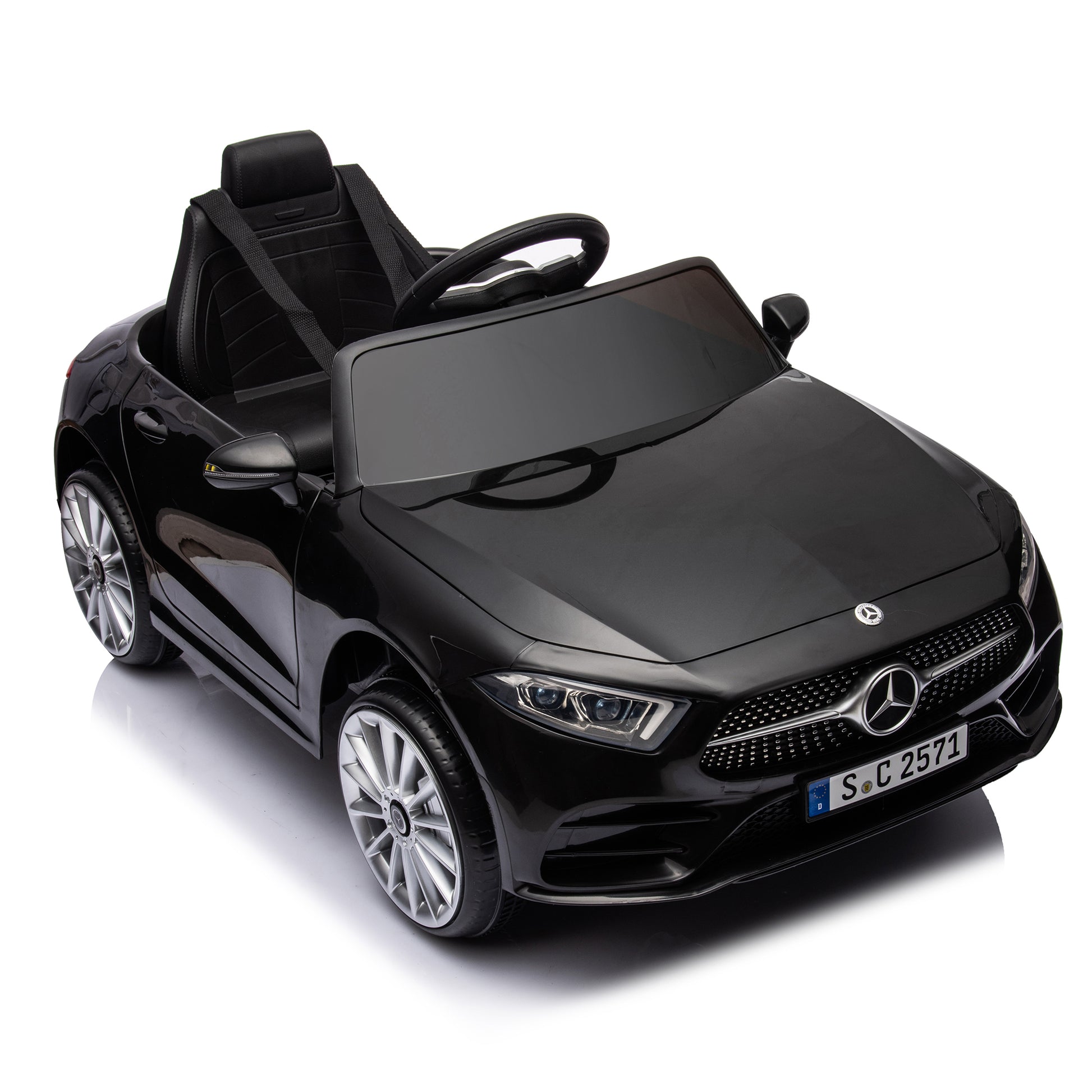 12V Kids Ride On Car W Parents Remote Control,Licensed Mercedes Benz Cls 350 For Kids,Four Wheel Suspension,Power Display,Music,Volume Control,Led Lights,Mp3,Usb Sd For Kids 37 95 Months. Black 50 99 Lbs Polypropylene