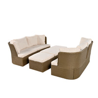 Customizable Outdoor Patio Furniture Set, Wicker Furniture Sofa Set With Thick Cushions, Suitable For Backyard, Porch. Yes Beige Garden & Outdoor Complete Patio Sets Hdpe