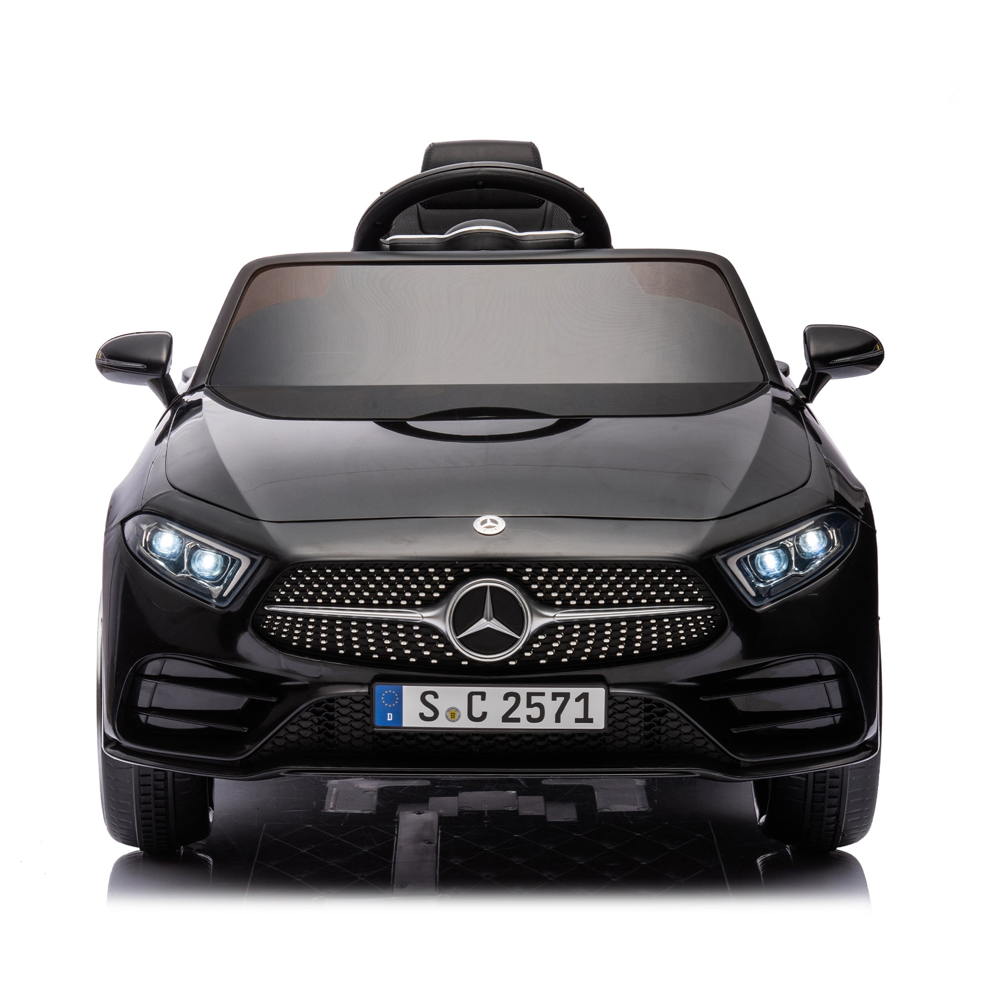 12V Kids Ride On Car W Parents Remote Control,Licensed Mercedes Benz Cls 350 For Kids,Four Wheel Suspension,Power Display,Music,Volume Control,Led Lights,Mp3,Usb Sd For Kids 37 95 Months. Black 50 99 Lbs Polypropylene