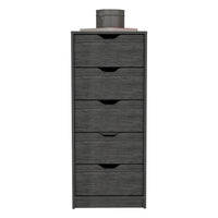 Dresser 42H" 5 Drawers Narrow Dresser, Slim Storage Chest Of Drawers, Bedroom, Smokey Oak Oak Particle Board Pine
