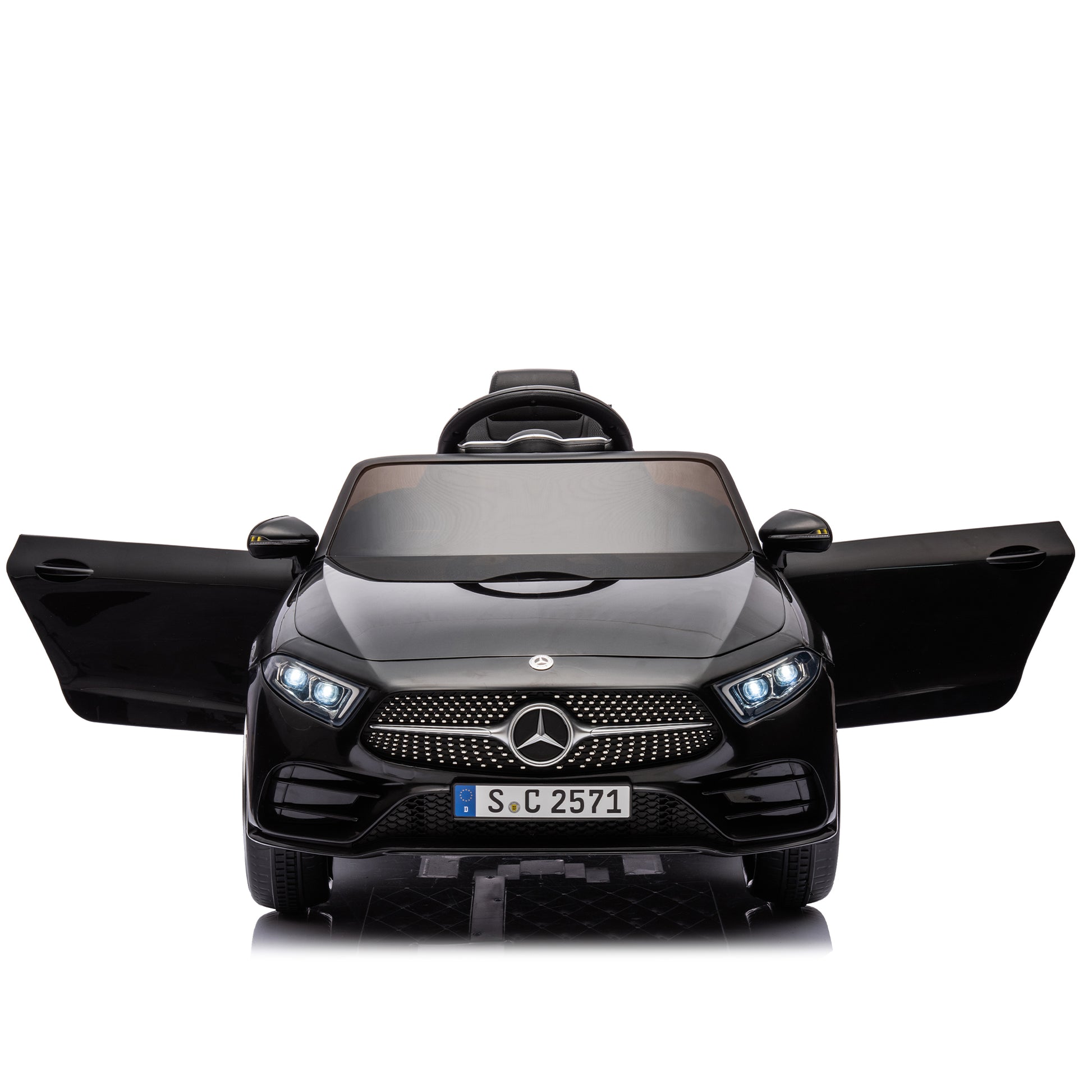 12V Kids Ride On Car W Parents Remote Control,Licensed Mercedes Benz Cls 350 For Kids,Four Wheel Suspension,Power Display,Music,Volume Control,Led Lights,Mp3,Usb Sd For Kids 37 95 Months. Black 50 99 Lbs Polypropylene