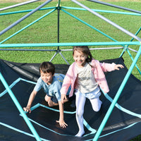 10Ft Geometric Dome Climber Play Center, Kids Climbing Dome Tower With Hammock, Rust & Uv Resistant Steel Supporting 1000 Lbs Green Metal