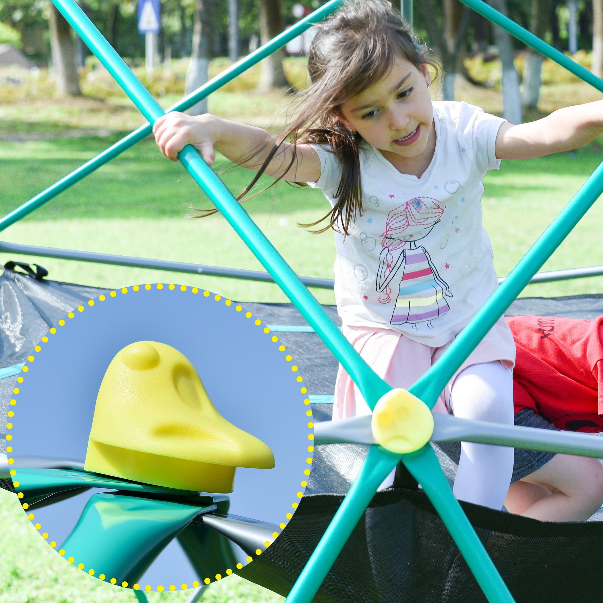 10Ft Geometric Dome Climber Play Center, Kids Climbing Dome Tower With Hammock, Rust & Uv Resistant Steel Supporting 1000 Lbs Green Metal