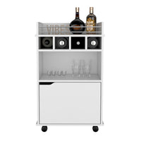 Depot E Shop Sims 35" H Bar Cart With Two Shelves Four Wine Cubbies And One Cabinet,White White Dining Room Modern Rectangular Particle Board Pine Medium 40 55In