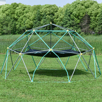 10Ft Geometric Dome Climber Play Center, Kids Climbing Dome Tower With Hammock, Rust & Uv Resistant Steel Supporting 1000 Lbs Green Metal