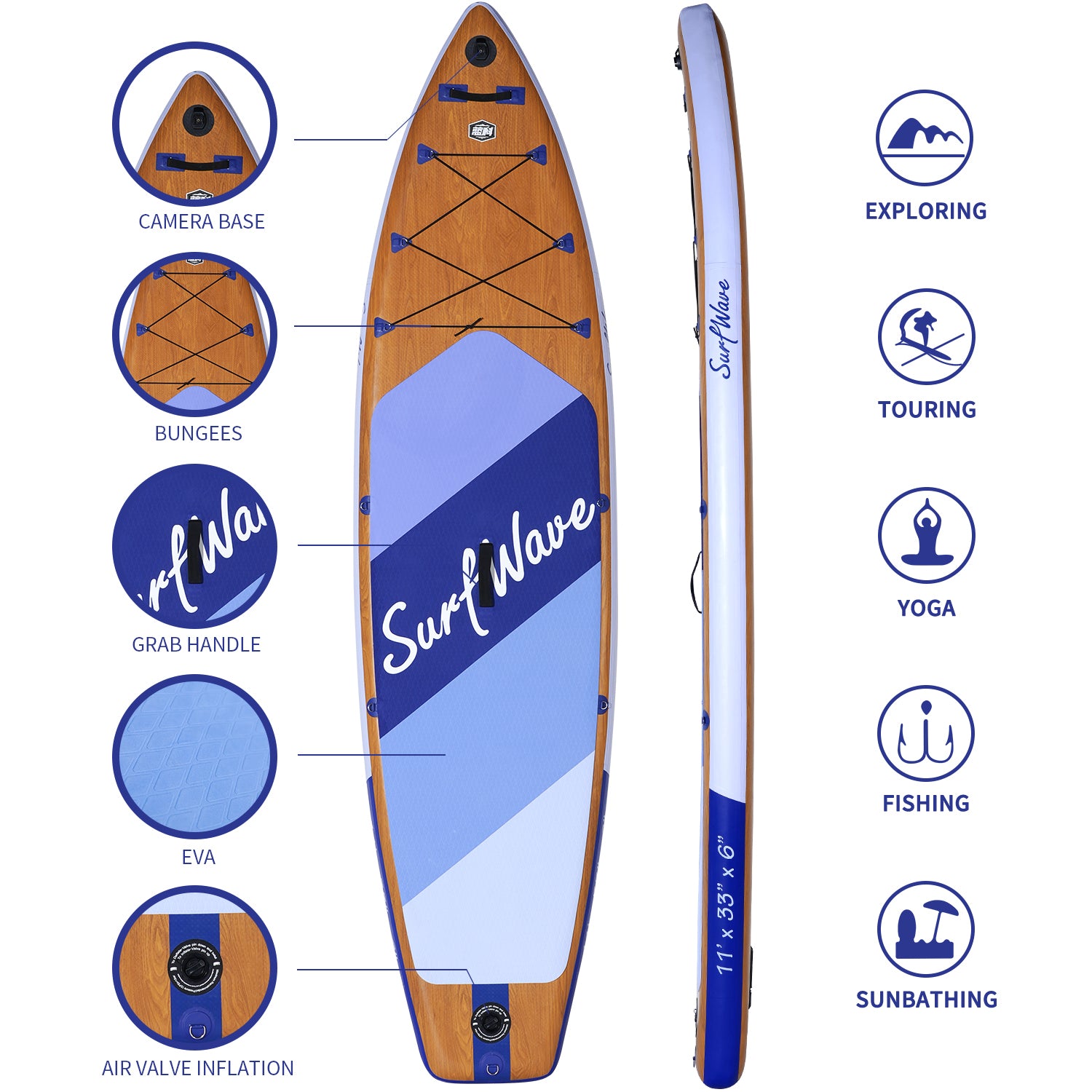 Inflatable Stand Up Paddle Board 11'X34"X6" With Accessories Water Sports Purple Anti Slip Garden & Outdoor American Design,Beach Multifunctional Pvc