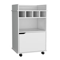 Depot E Shop Sims 35" H Bar Cart With Two Shelves Four Wine Cubbies And One Cabinet,White White Dining Room Modern Rectangular Particle Board Pine Medium 40 55In