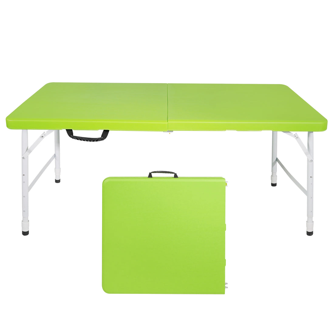 4Ft Green Portable Folding Table Indoor&Outdoor Maximum Weight 135Kg Foldable Table For Camping Green Garden & Outdoor Iron Plastic