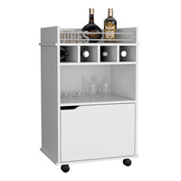 Depot E Shop Sims 35" H Bar Cart With Two Shelves Four Wine Cubbies And One Cabinet,White White Dining Room Modern Rectangular Particle Board Pine Medium 40 55In