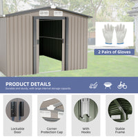 Patio, Lawn & Garden,Metal Outdoor Storage Shed 10Ft X 8Ft, Clearance With Lockable Door Metal Garden Shed Steel Anti Corrosion Storage House Waterproof Tool Shed For Backyard Patio, Lawn And Garden Brown Year Round Use Metal