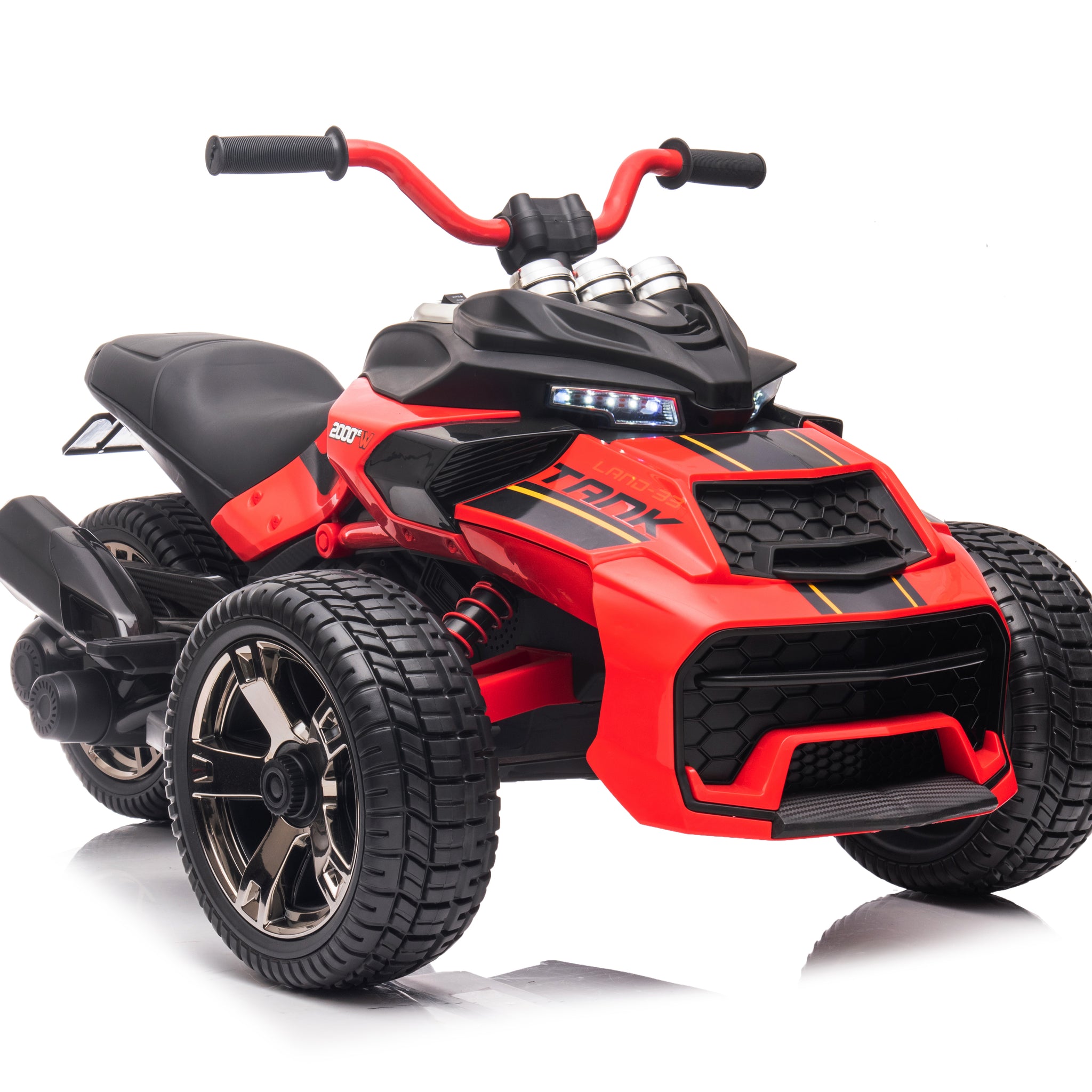 24V Kids Ride On Atv, 3 Wheeler Electric Vehicle, Battery Powered Ride On Motorcycle For Boys Girls With Led Lights, Music, High Low Speed, Soft Start,Without Rc Red 3 To 4 Years Plastic