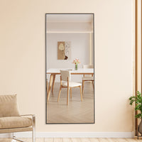 Fourth Generation Black Solid Wood Frame Full Length Mirror, Dressing Mirror, Bedroom Porch, Decorative Mirror, Clothing Store, Floor Standing Large Mirror, Wall Mounted. 71 "* 31.4" Black Glass