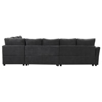 124.8"L Shaped Sofa Convertible Sofa Bed Pull Out Sofa Sleeper With Two Back Pillows, Two Usb Ports And Two Power Sockets For Living Room, Gray Old Sku:Sg000890Aae Gray Foam Chenille 6 Seat