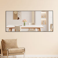 Fourth Generation Black Solid Wood Frame Full Length Mirror, Dressing Mirror, Bedroom Porch, Decorative Mirror, Clothing Store, Floor Standing Large Mirror, Wall Mounted. 71 "* 31.4" Black Glass