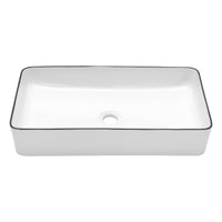 24x14 Inch White Ceramic Rectangular Vessel Bathroom white-ceramic