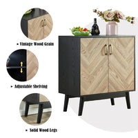 Modern Buffet Storage Cabinet, Sideboard Buffet Cabinet With Doors And Storage Shelves For Kitchen, Office, Dining Room, Living Room Black White Mdf