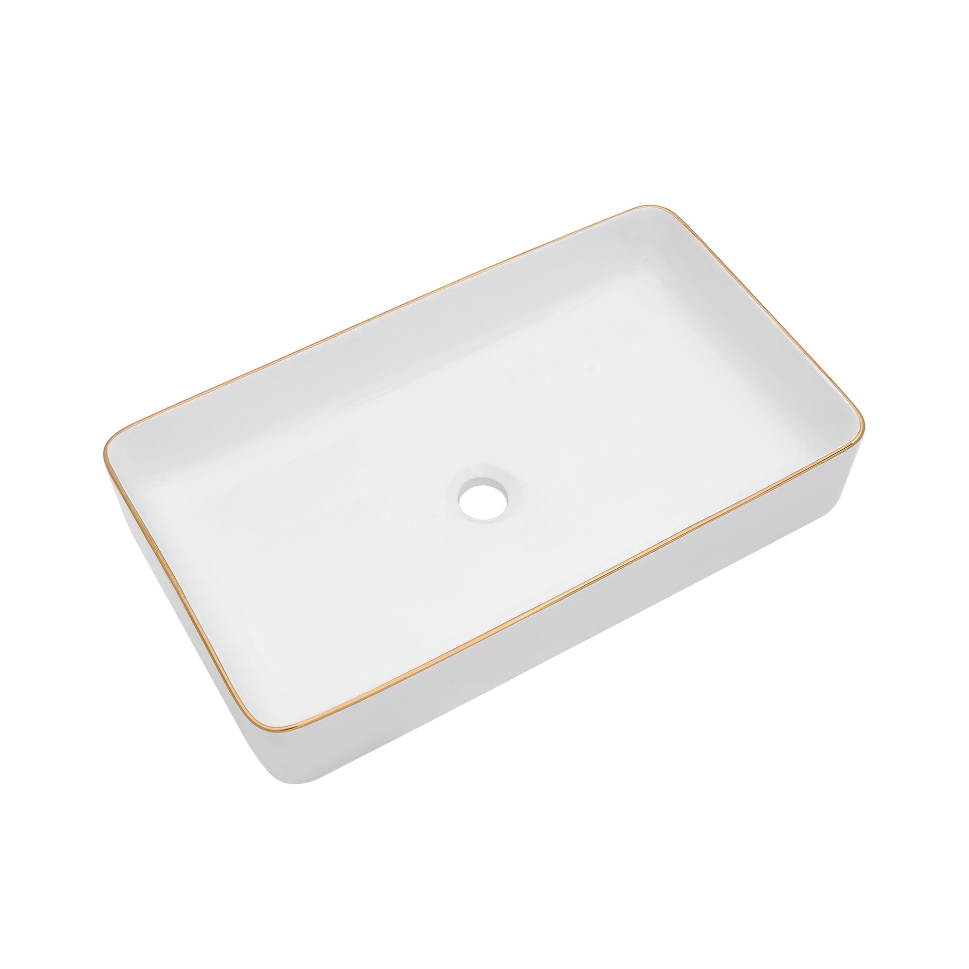 24x14 Inch White Ceramic Rectangular Vessel Bathroom white-ceramic