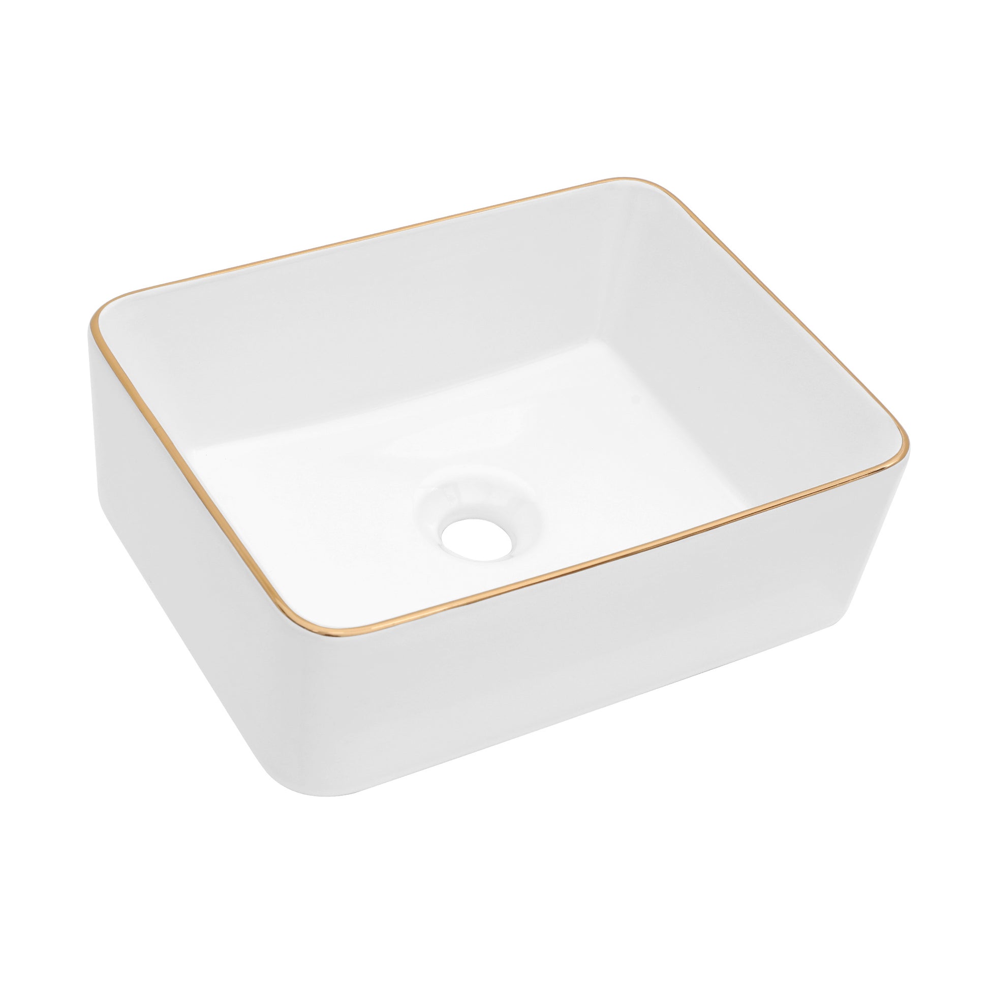 19x15 Inch White Ceramic Rectangular Vessel Bathroom white-ceramic
